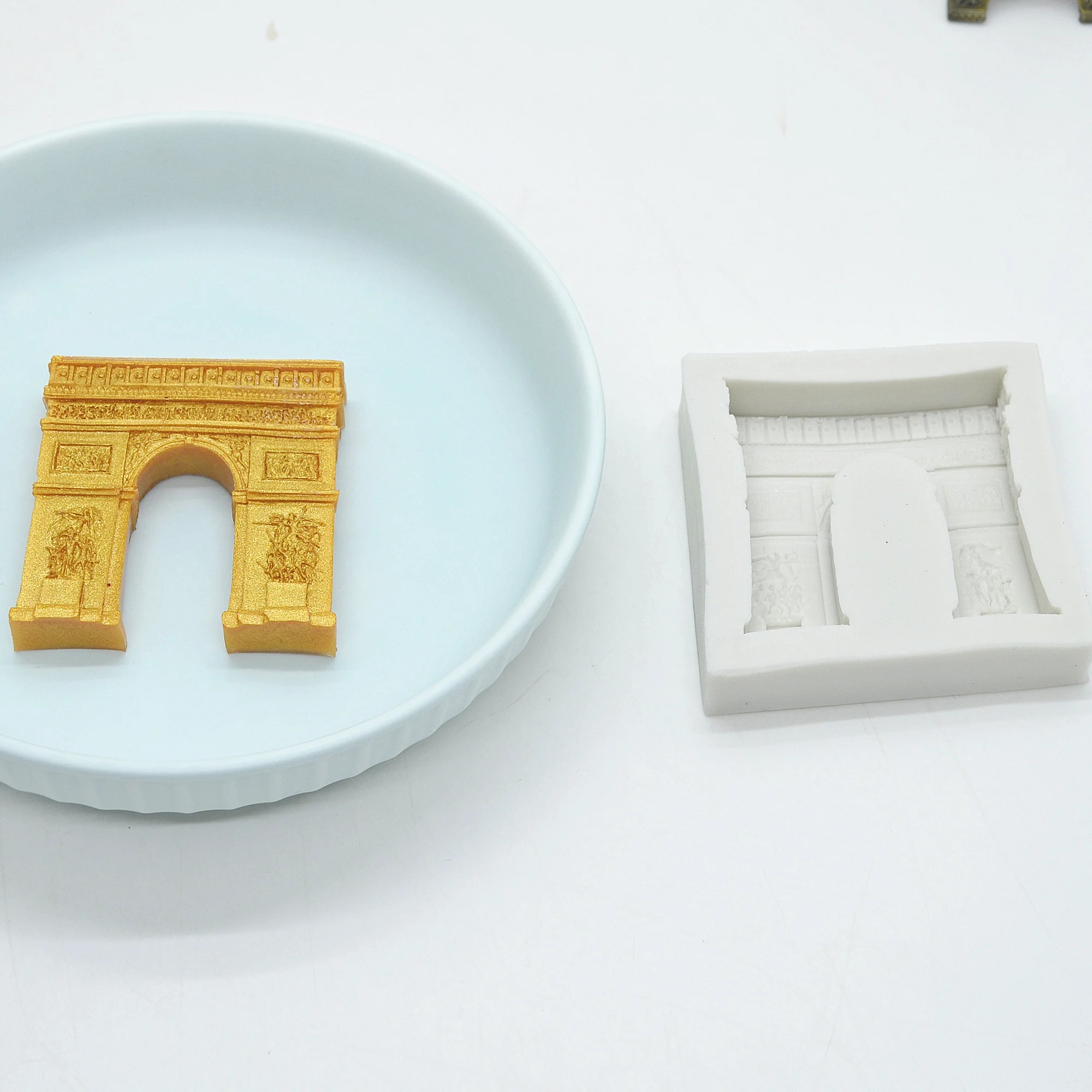 Door Cake Border Silicone Molds Fondant Cake Decorating Tools Triumphal Arch Cupcake Chocolate Mold Baking Accessories