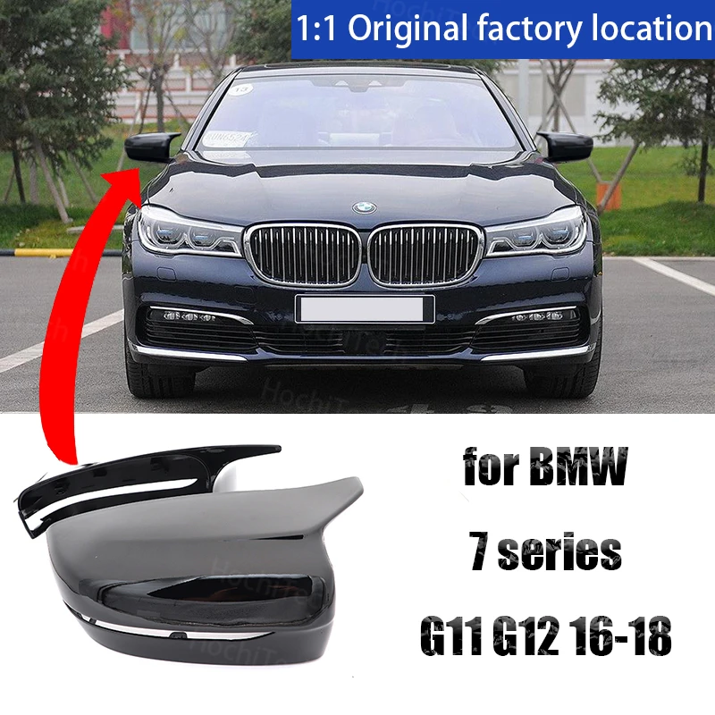 

Car 2pcs Painted Rearview Mirror Cover Caps LHD Replacement M Style Glossy Black for BMW 7 Series G11 G12 2016 2017 2018