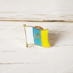 Canary Islands Flag Lapel Pins Spain Provincial Nationalities Region Brooch Crystal Epoxy Metal Enamel Badge