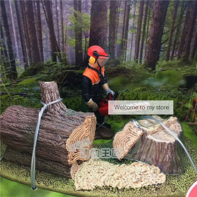 1:18 PVC  figure Lumberjack Out of Print Stump Tree Forest Scene Simulation Model Toys