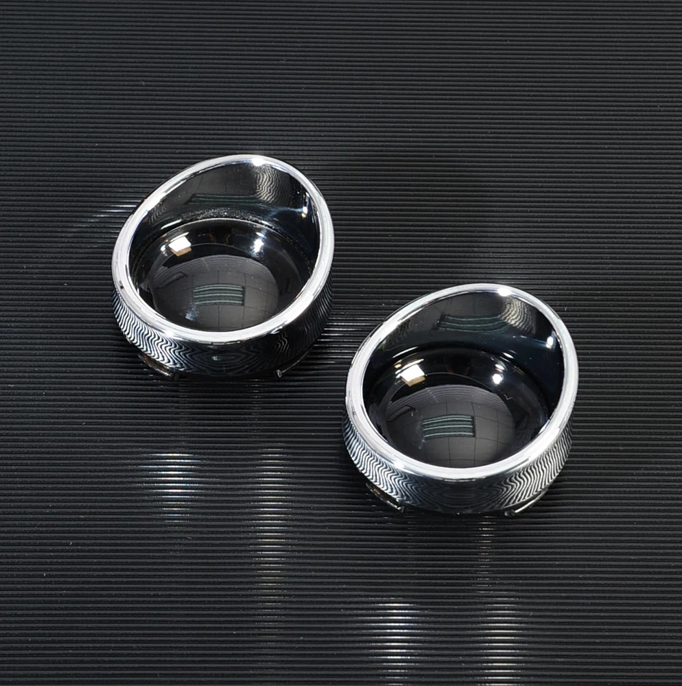 1Pair Chrome Visor-Style Turn Signal Bezels w/smoke Bullet Lens for Harley DYNA Sportster 883XL 1200XL Road King