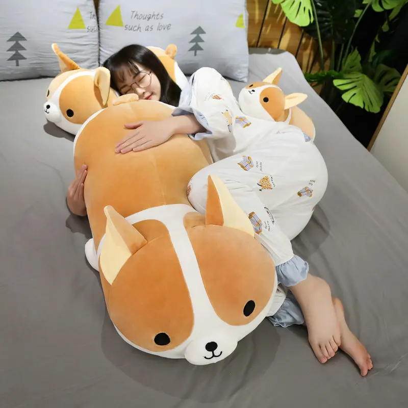 45-90cm Giant Size Cute Corgi Dog Plush Toys Stuffed Animal Puppy Dog Pillow Soft Lovely Doll Kawaii Christmas Gift