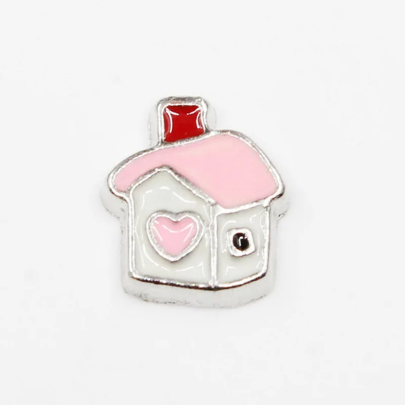 20pcs/lot Home House Apartment Villa Enamels Construction Floating Charms For Glass Lockets Memory Pendant Jewelry