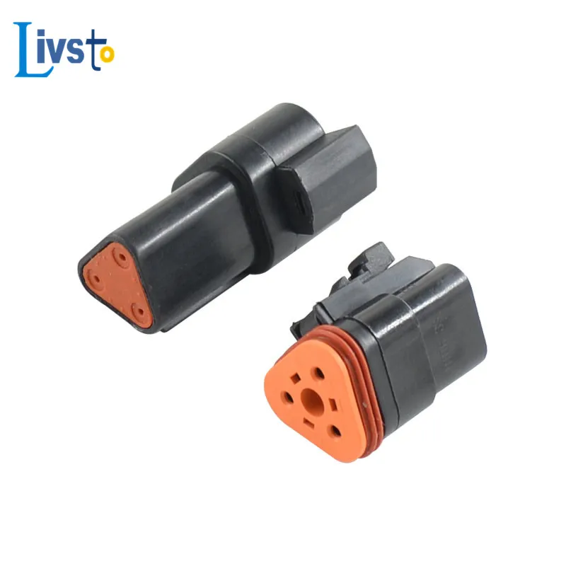 

10 Sets 3 Pin Way Deutsch Auto DT Black Wire Connector Plug Enhanced Seal Waterproof Plastic Socket DT06-3S-E004 DT04-3P-E004