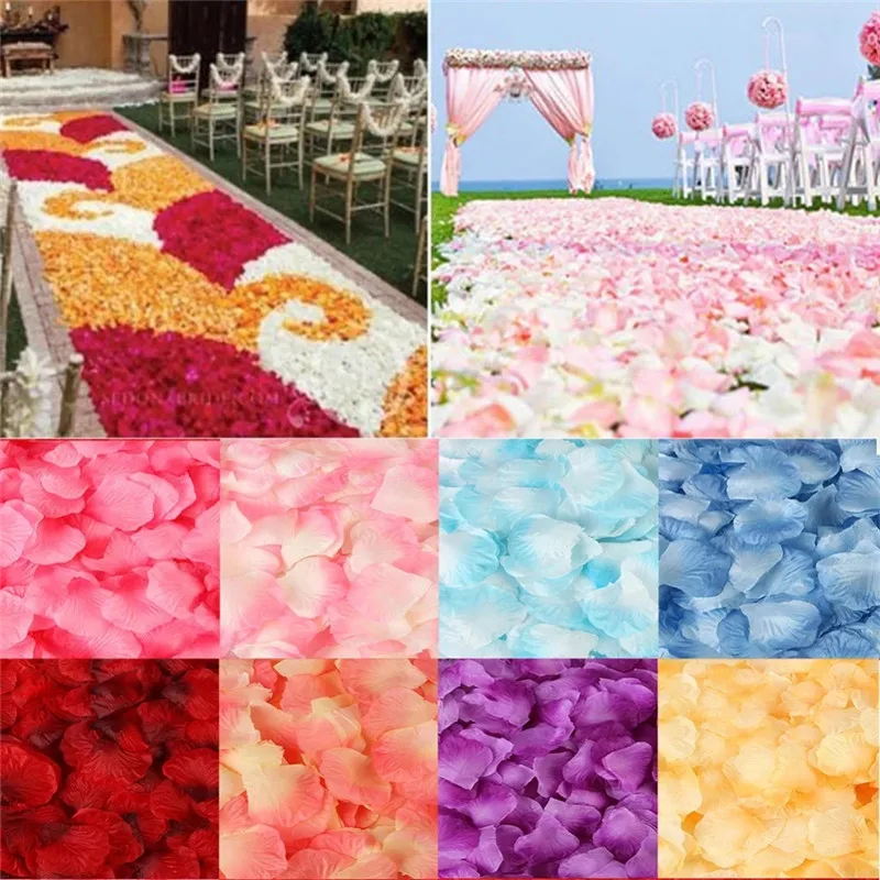 500/1000/3000pcs Artificial Rose Flower Petal Wedding Party Flower Decoration Simulation Fake Rose Decor Birthday Silk Petal 70%