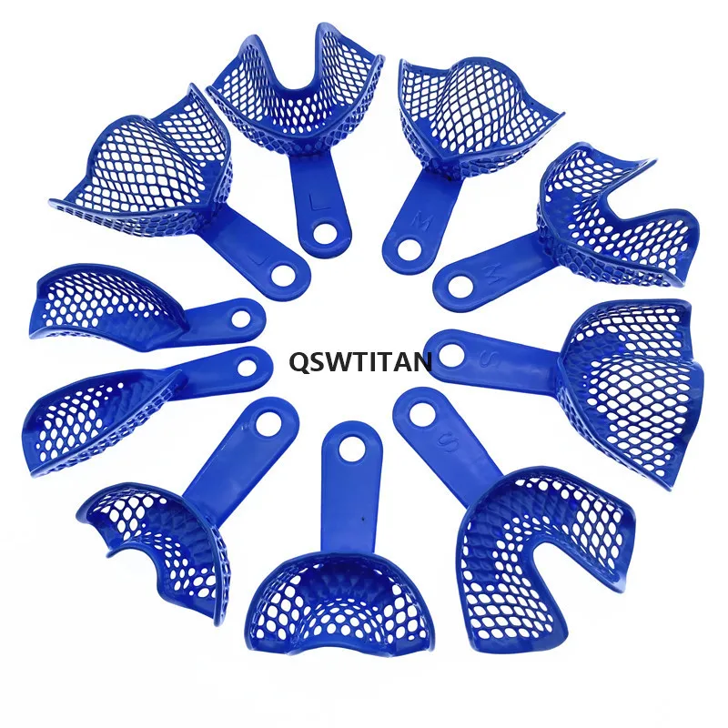 

New 10Pcs Plastic/Plastic-Steel/Aluminum Dental Impression Trays