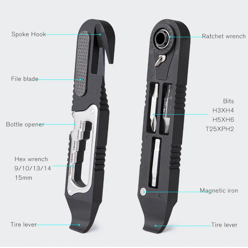 Bike Repair Tools Kit Bicycle Accessaries Portable Hex SpokeTyre Lever Allen Wrench Bits Compact Multitool Cycling Tools