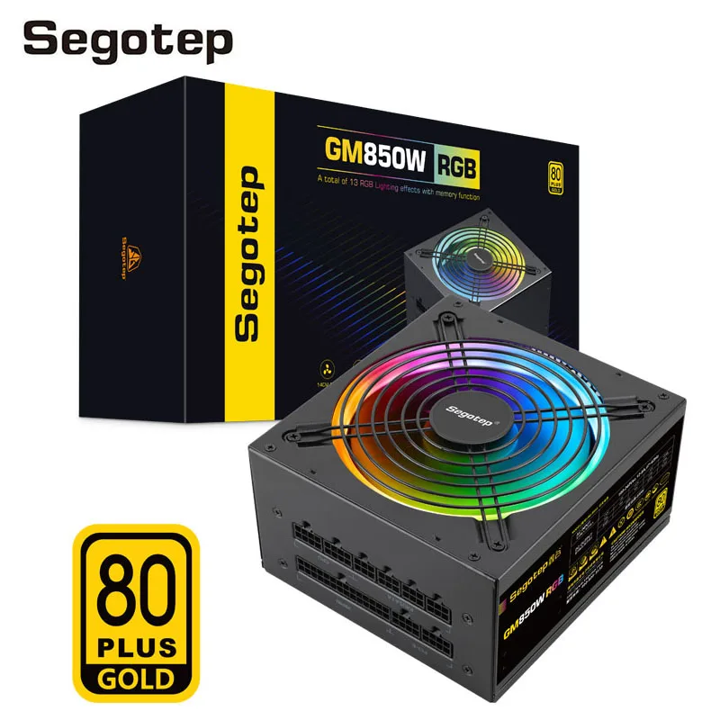 Vỏ Case Máy Tính Segotep Công Suất 850W Hoàn Toàn Modular 80 Plus Gold Chứng Nhận RGB Nguồn Điện 140Mm Fan ATX PSU Máy Tính máy Tính Game Thủ Cung Cấp Điện