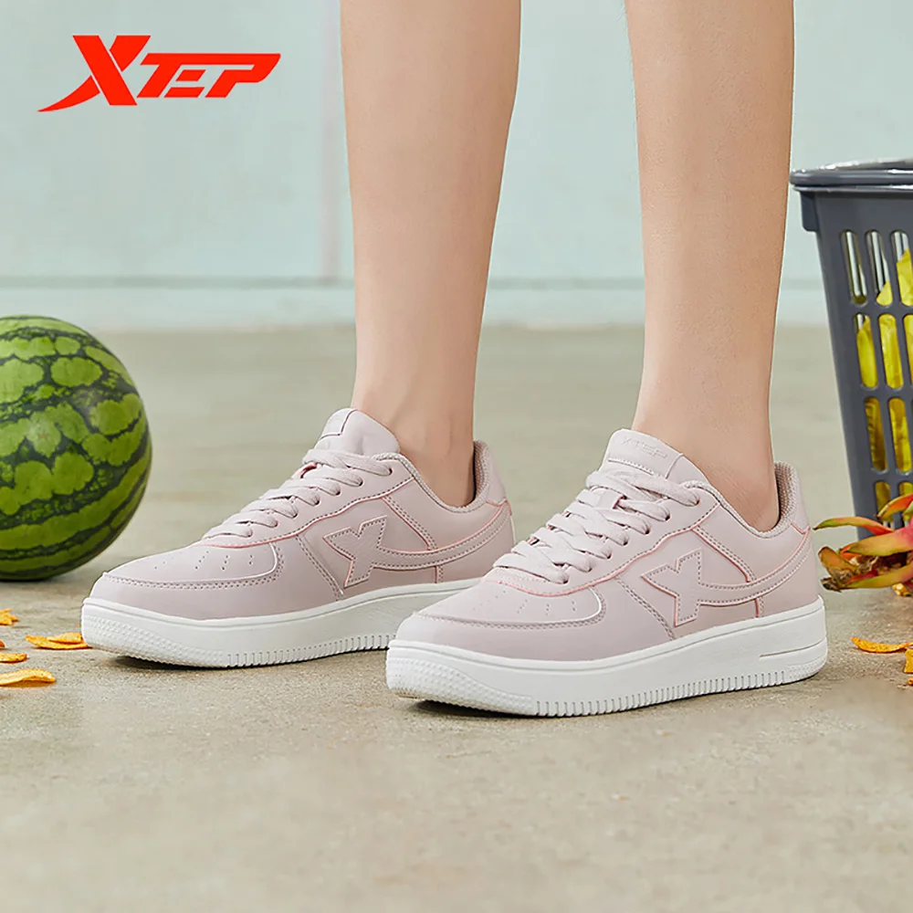 Xtep Women Skateboarding Shoes Female Spring Non-Slip Women\'s Walking Shoes White Black Durability Cozy Sneakers  881218319851