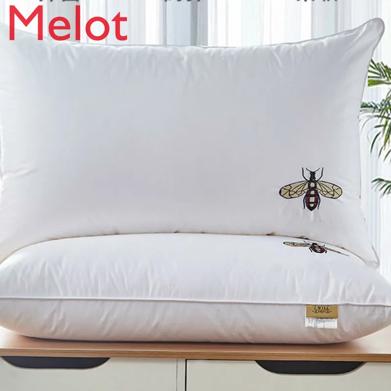 Fashionable Household Pure Color Eco-Friendly Down Pillow Simple And Soft Pure Cotton White Goose Down Pillow Core