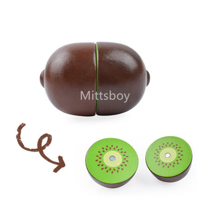 Simulation Magnetic Montessori Fruit Play House Strawberry Watermelon Banana Durian Seasoning Baking Toy Wooden Educational Toys