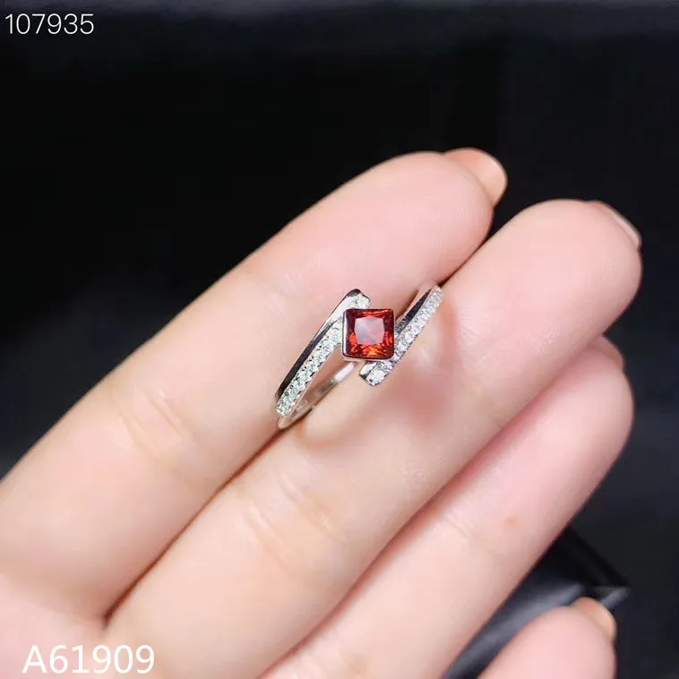 

KJJEAXCMY fine jewelry 925 sterling silver inlaid natural garnet female ring support detection mini