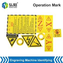 Máquina de grabado CNC, máquina de corte, señalando etiquetas de advertencia, pegatinas de eje X Y Z, etiqueta de instrucciones