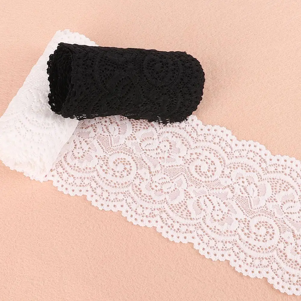 Hollow Out Crocheted Floral Lace Ribbons Water Soluble Embrodered Black White Lace Trimming DIY Crafts Handmade Fabric