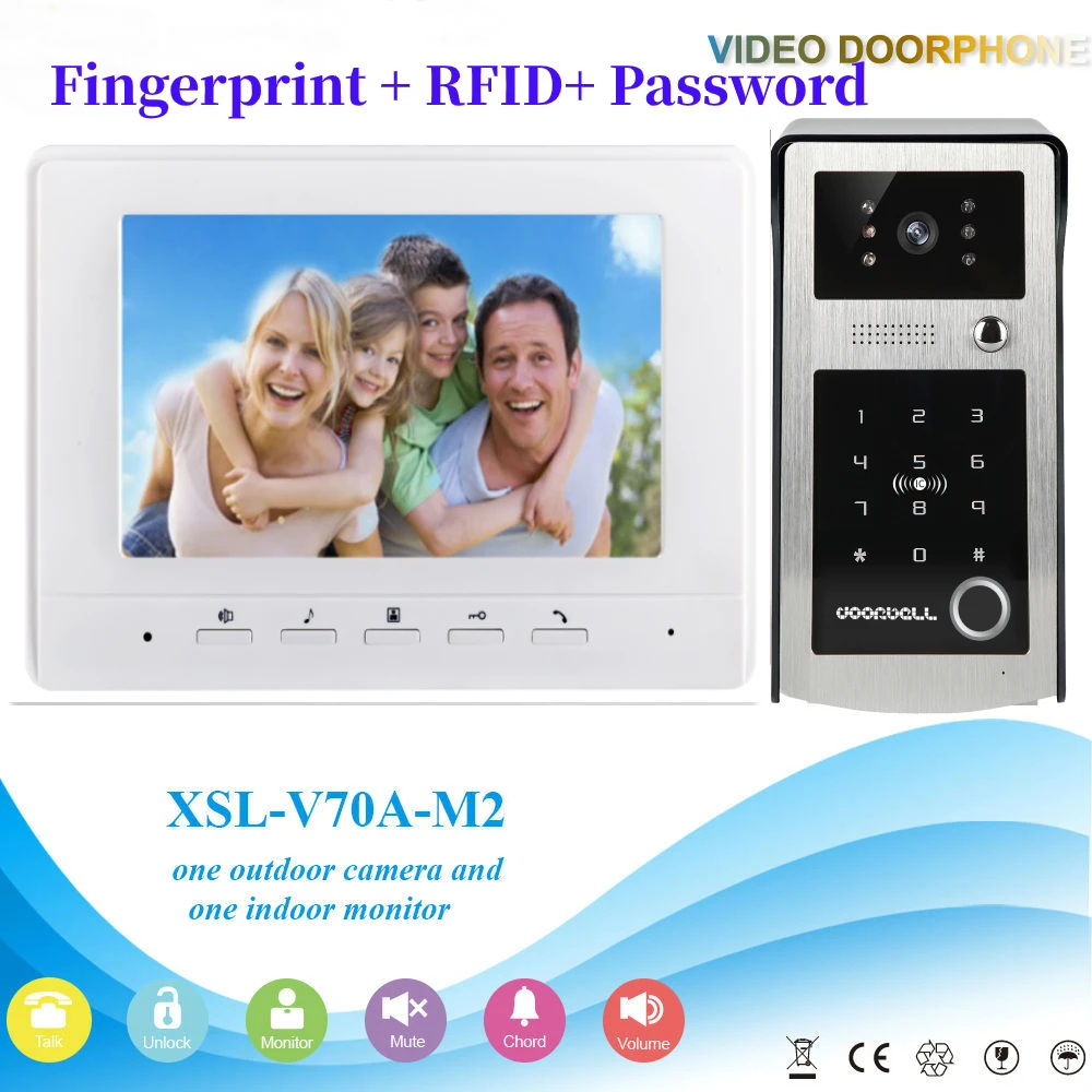 

SmartYIBA Video Door Phone Doorbell Fingerprint Recognition RFID Password Unlock Video Intercom System IR Vision Camera Kits