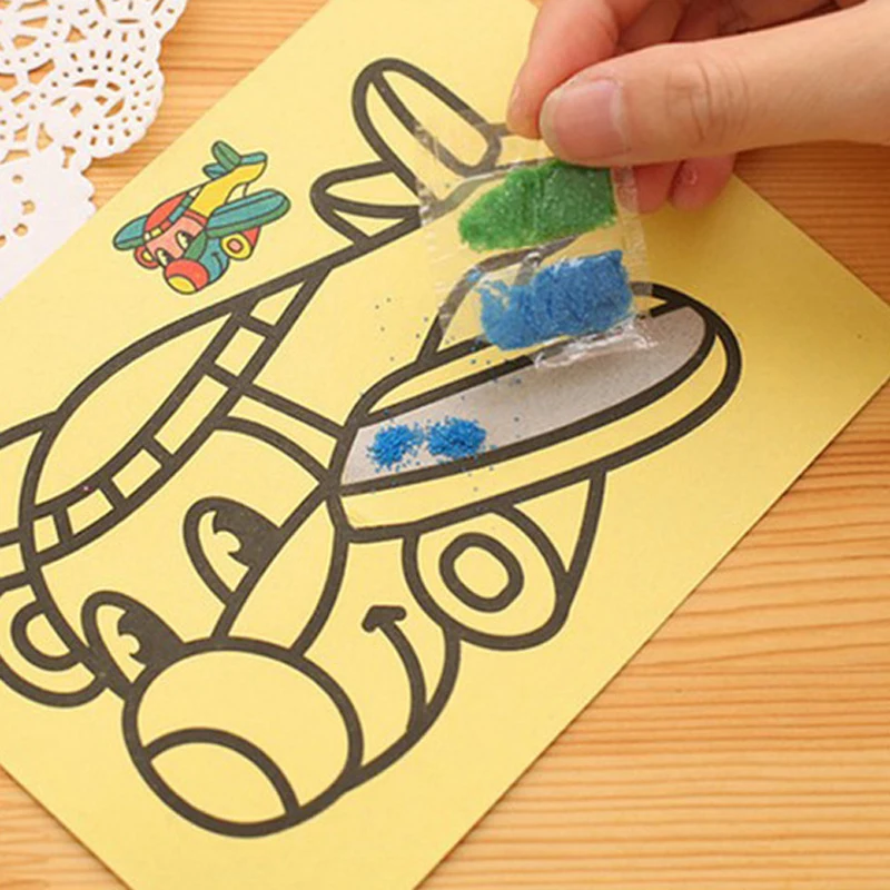 Creative DIY Sand Painting Kids Montessori Toys Children Crafts Doodle Colour Sand Art Pictures Drawing Paper Educational Toys