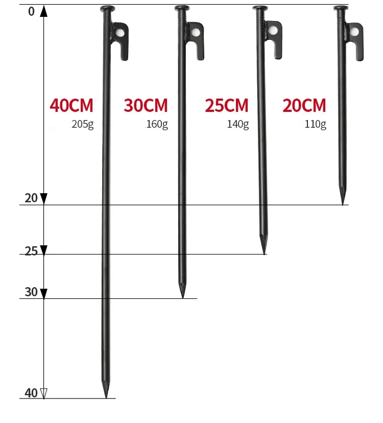 6 Pcs of Outdoor Bold and Long Camping Site Nails Steel Nails for Hiking At The Sky Tent  Beach Camp 25cm Equipment Hiking Gear