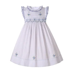 Pettigirl Hand Made Smocked Dresses Double Ruffles Sleeveless Designer Baby Girl Smocked Party Clothes