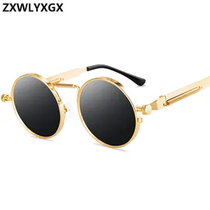 Vintage punk style sunglasses for men and women, retro round metal frame, fashion glasses, UV400 10 Main Sales Round Glasses - №10