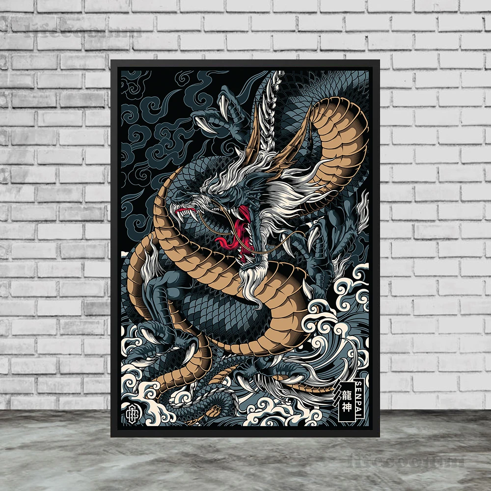 Thor,Wind God,Dragon God,Hachiman,Asian Gods Wall Art Canvas Painting For Living Room Decoration Poster And Print Unframed