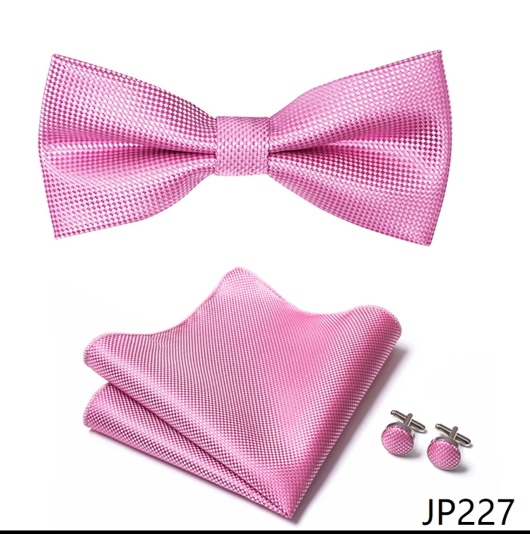 Great Quality Silver Office Butterfly Hanky Cufflink Set Bowtie For Men Geometric Hombre Formal Clothing