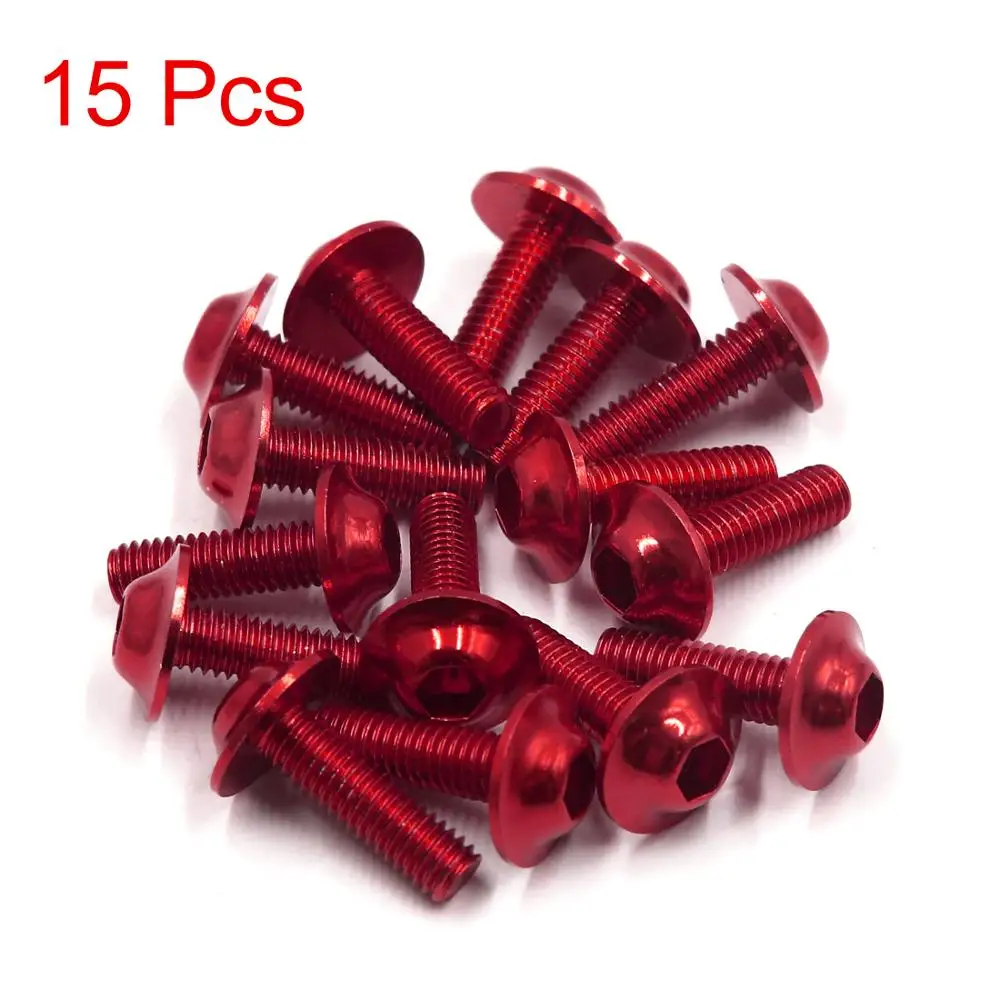 Uxcell  M6 x 20mm Red Hexagon License Plates Fairing Bolts Screws for Motorcycle Scooter License Plate Frame Bolt Screws