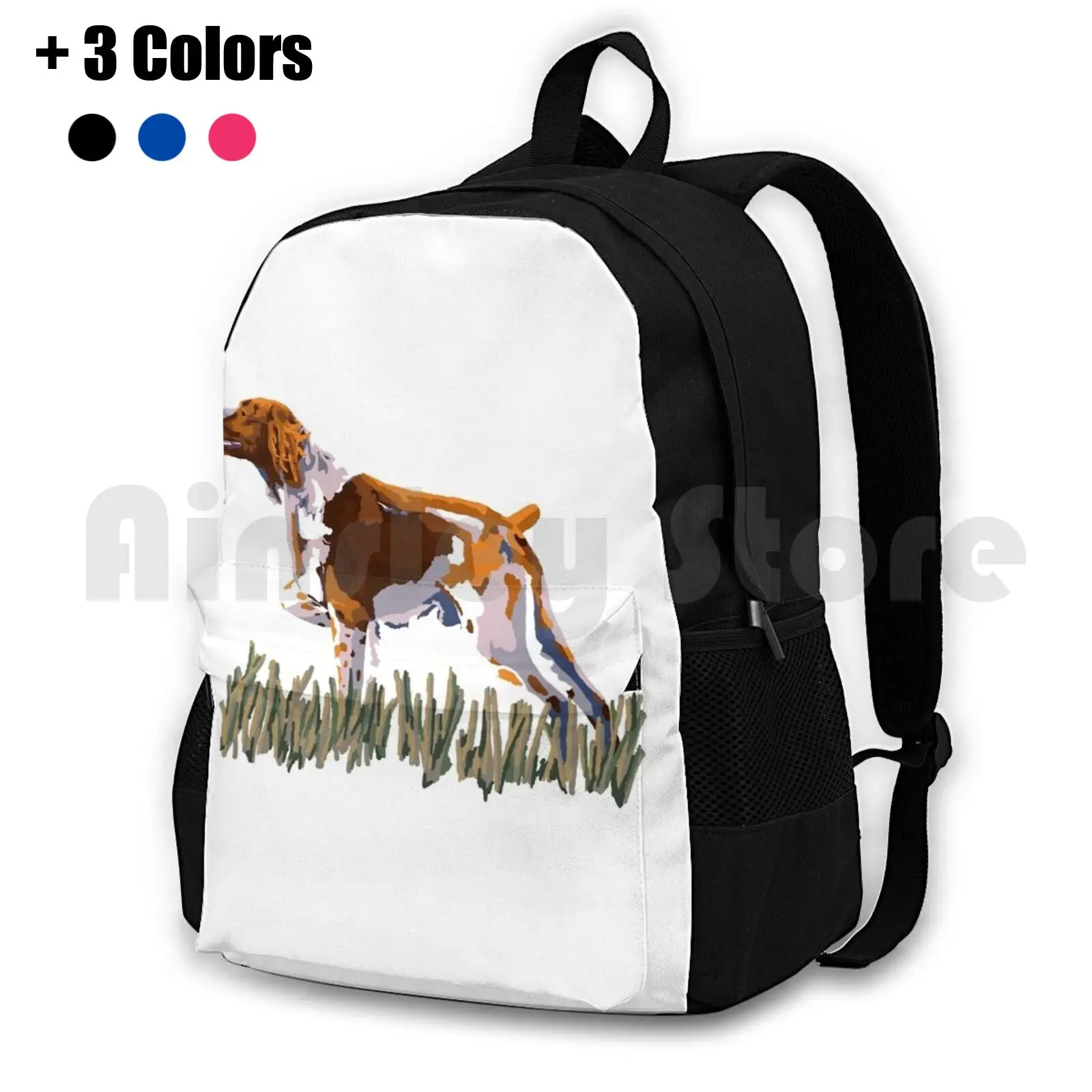 Brittany On Point! Outdoor Hiking Backpack Riding Climbing Sports Bag Brittany Spaniel Dog Epagneul Breton Puppy Pointing