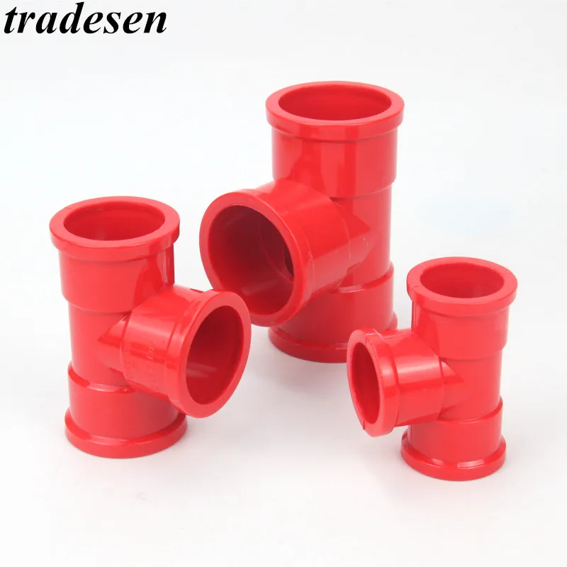 

1pc Inner Dia 20 25 32 40 50mm Red PVC Tee Connector Aquarium Fish Tank Tube DIY Tools Garden Water Connectors UPVC Pipe Joints