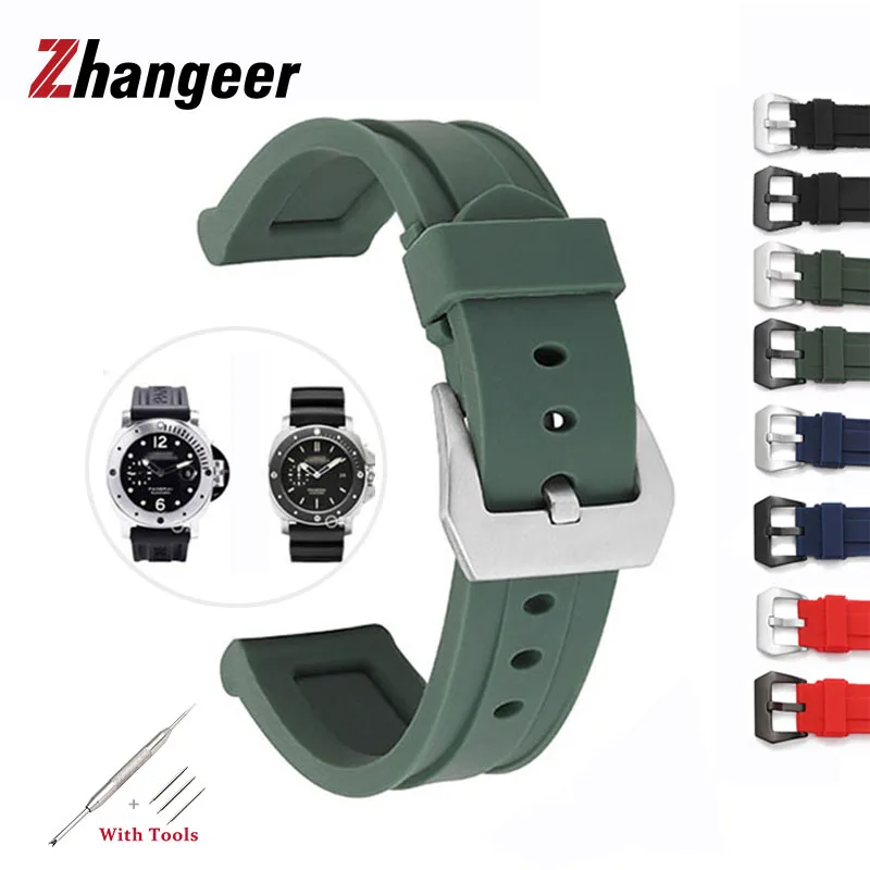 

22 24 26mm Silicone Watch Strap Rubber Watch Band Sport Waterproof Watch Bracelet replacement for Universal WatchBands with Tool