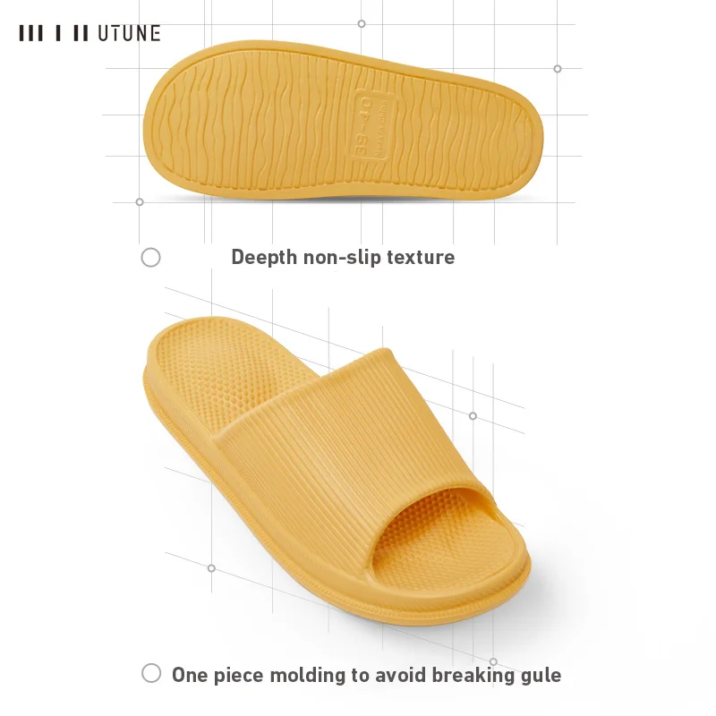 UTUNE 32cm Men Massage Slippers Non-slip Big Size EVA Indoor Slides Bathroom Light Women Home Shoes Men Waterproof Sandals Gray