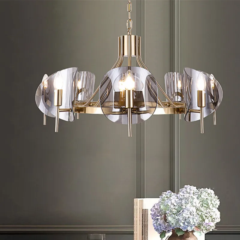 Post-modern designer chandelier luxury chandelier duplex villa dining room living room chandelier chain stained glass lighting