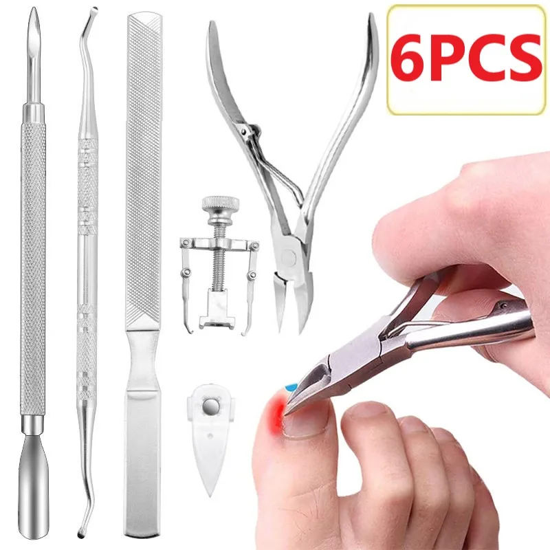 

6pcs Set Cuticle Remover Kit Nail Clipper Trimmer for Cuticle Ingrown Nails Pedicure & Manicure Corrector Fixer Foot Care Tool