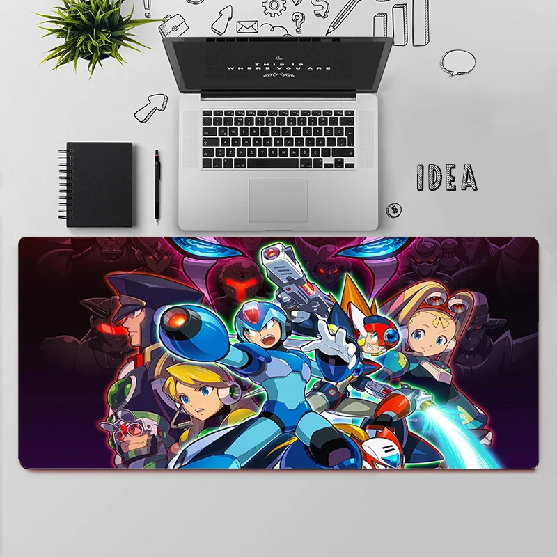 Grand tapis de souris Mega Man Rockman pour PC Gamer, accessoire pour ordinateur de bureau, taille XXL