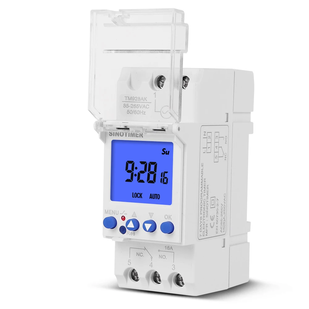 Backlight Large LCD Display Industrial Time Switch 110V 220V Controller Timer Relay 16A 30A Digital Countdown Function 85-265VAC