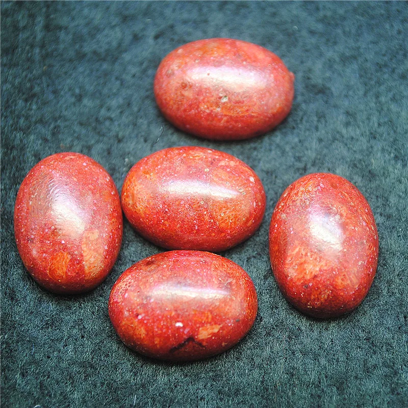 4PCS Natural Sponge Coral Cabochons Oval Shape13X18MM 15x20MM Red Colors Loose Coral Beads For Pendants Making Accessories