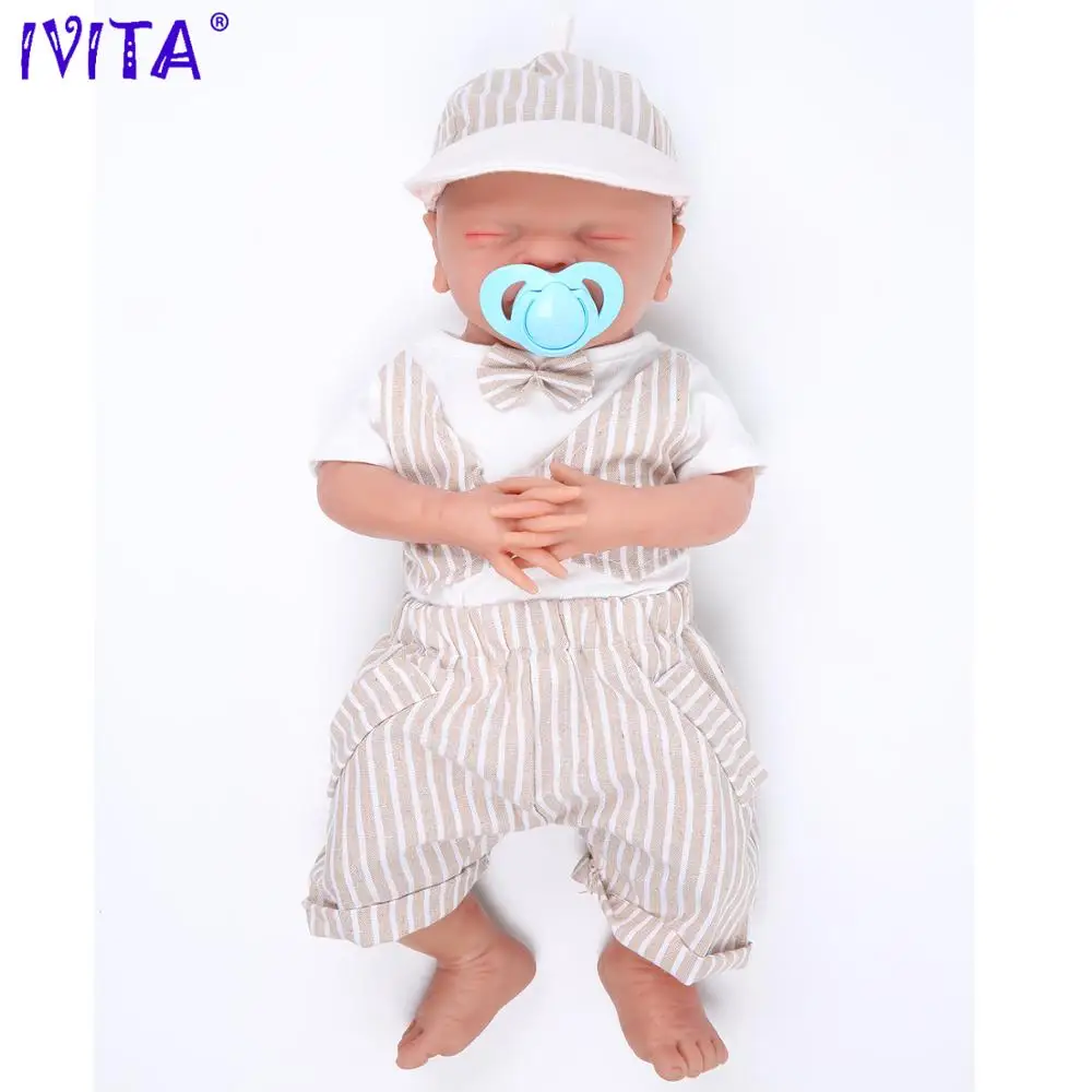 

IVITA WB1514 18inch 3000g 100% Full Body Silicone Reborn Baby Doll Realistic Sleeping Boy Baby Mouth Opened Dolls Children Toys