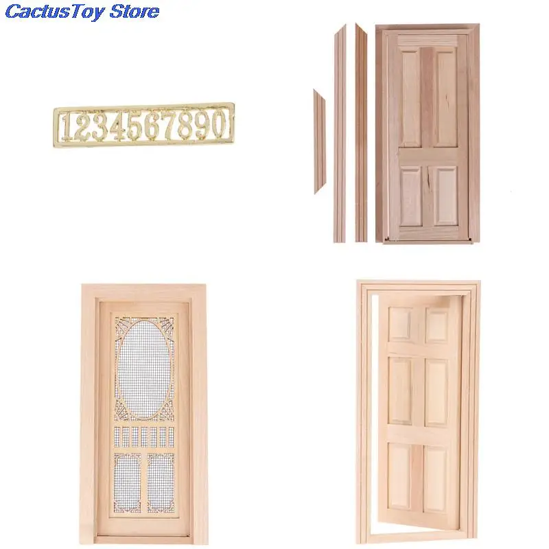 New 1/12 Dollhouse Miniature 6 Panel Interior Wooden Door DIY Wood Color