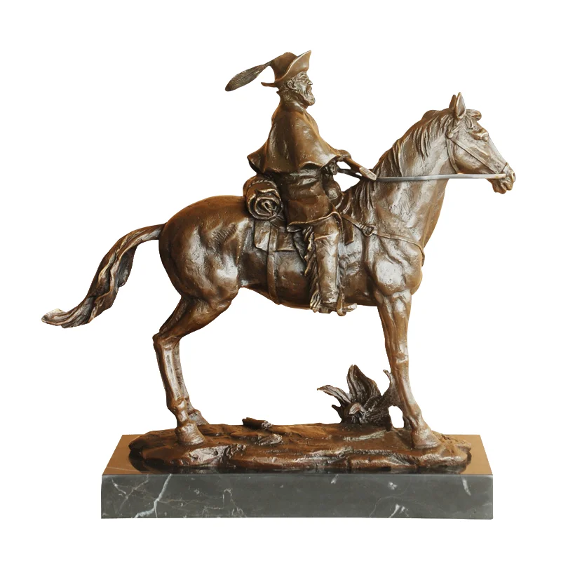 Bronze Sculpture Western Cowboy Ridding Statue Art Brass Hot Casting Classy Collection Home Decor