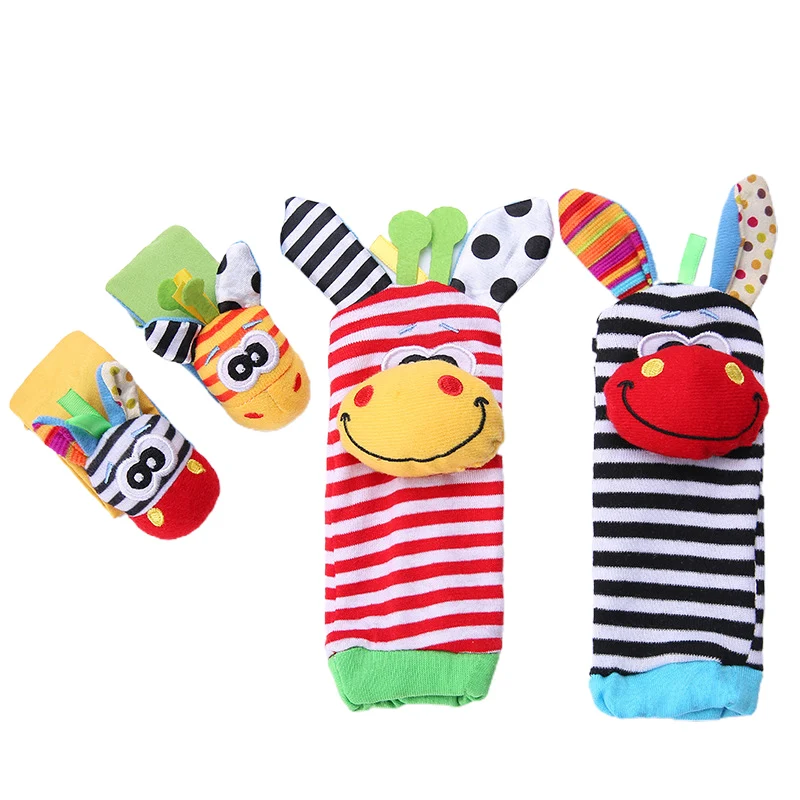 1PCS Infant Baby Kids Socks Rattle Toys Animals Wrist Rattle And Socks 0~24 Months