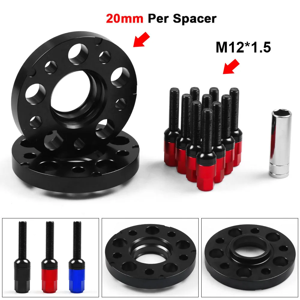 20mm 66.6mm 5x112mm Hub Centric Bore Wheel Spacers M12x1.5 Tapered Bolts For Mercedes Benz W/Ball Bolts