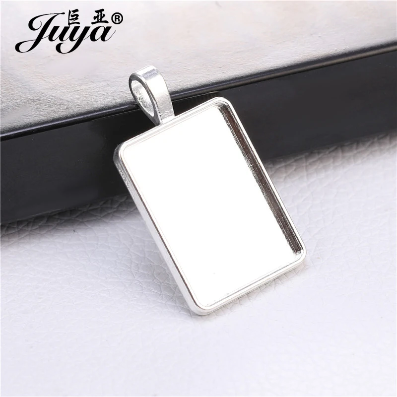 10pcs/lot 18x25mm Metal Rectangle Cabochon Base Setting 3 Colors Jewelry For Necklace Pendant DIY Making Handmade Accessories