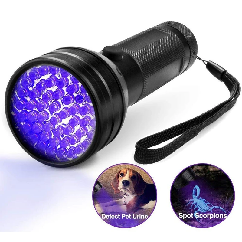 

51 LED Purple Light Flashlight 395nm Handheld UV Flashlight Portable Ultra Violet Torch Lamp For Dog Cat Urine Carpet Detector