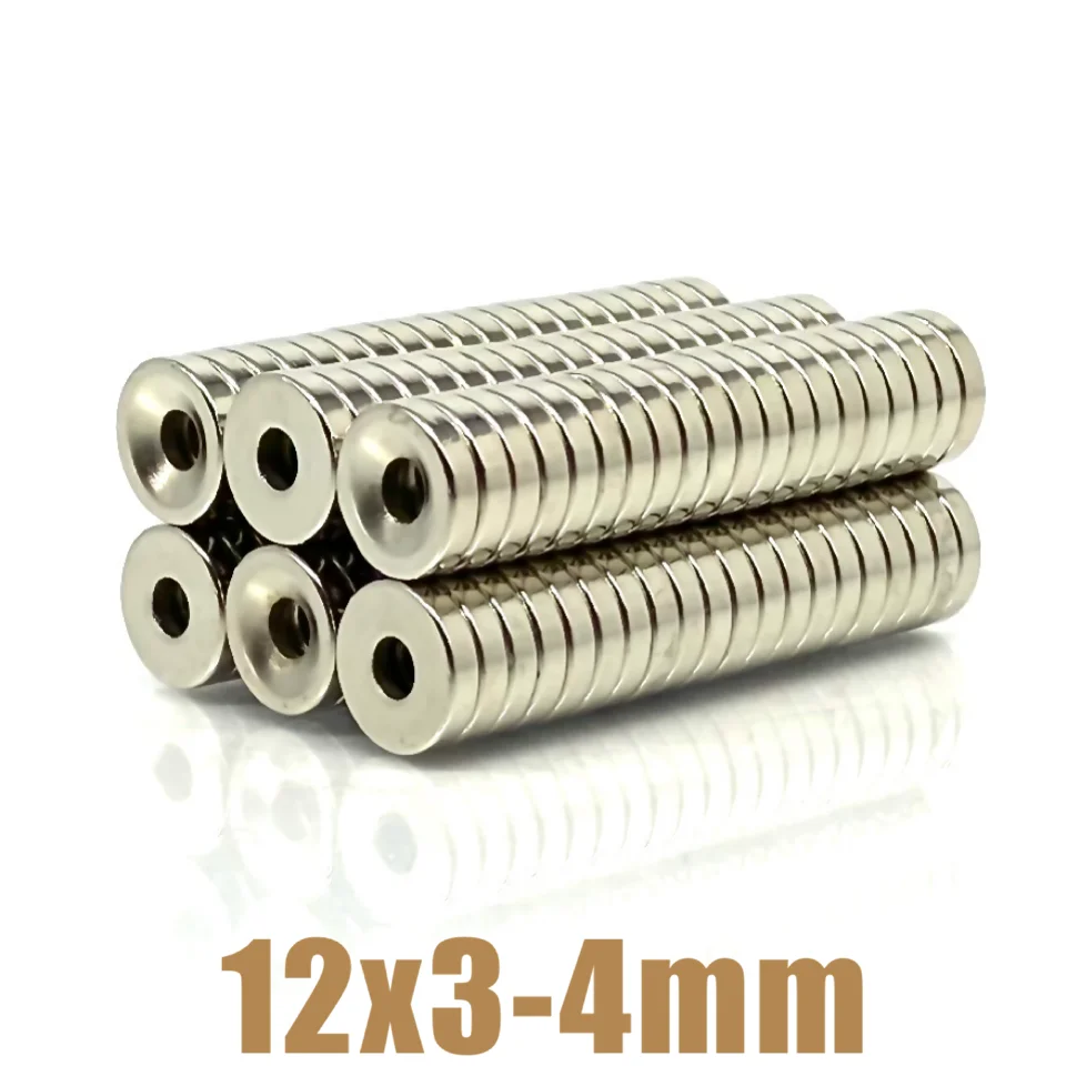 10-500 sztuk 12x3-4 magnes neodymowy 12x3 otwór 4 N35 NdFeB okrągły Super mocny mocny stały magnetyczny imanes Disc 12*3 Hole4