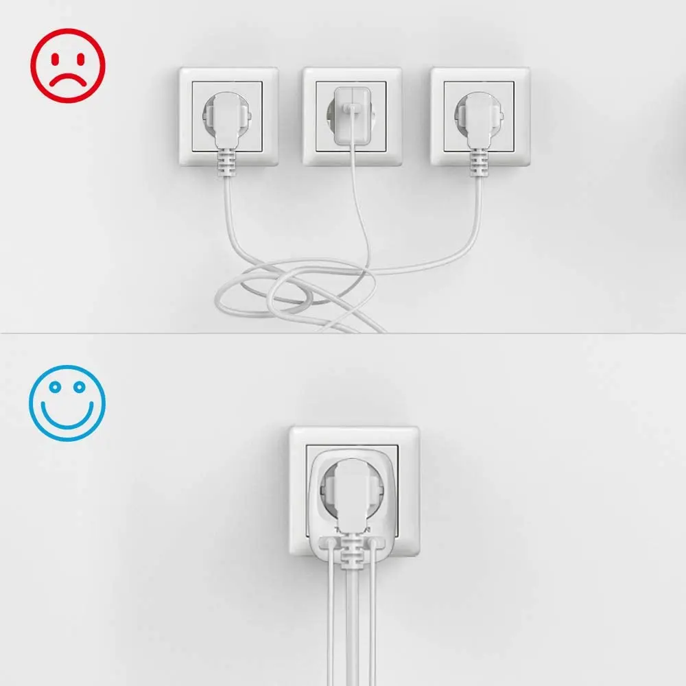 TESSAN-Adaptador de corriente 3 en 1 para enchufe de pared, enchufes de carga de viaje de la UE con puertos USB (2.4A) y 1 enchufe, 2 paquetes
