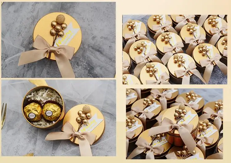 Wedding Candy Box Golden Circle Iron Box Tinplate Bowl European Style Sugar Bowl Personalized Candy Box Wholesale