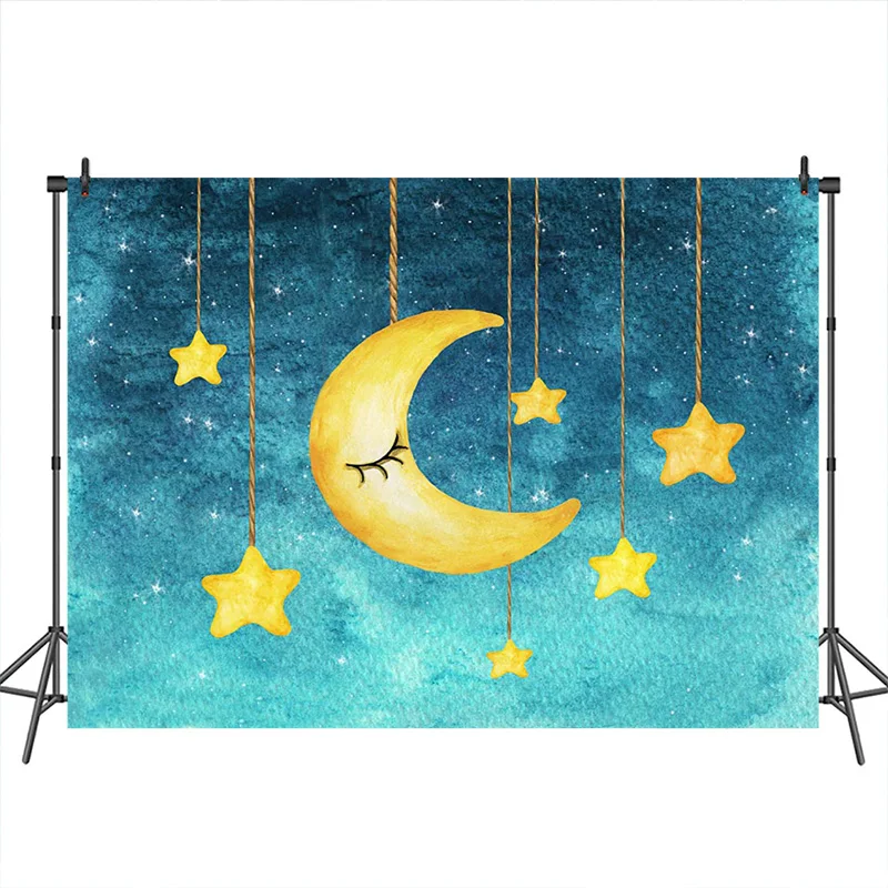 

MOCSIKA Newborn Photographic Background Night Moon Star Sleep Backdrops Baby Shower Customized Photographic Backdrops for Photo