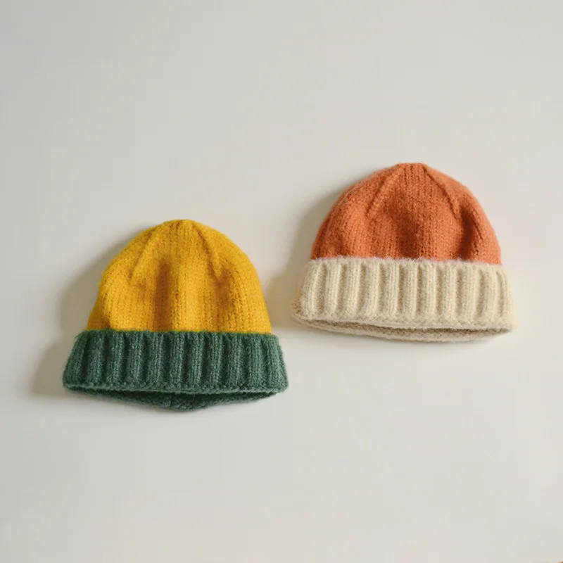 Baby Hat for Boy and girl Warm Baby Winter Hat for Kids Beanie Knit Children Hats for Girls Boys Baby Cap Color matching Hat