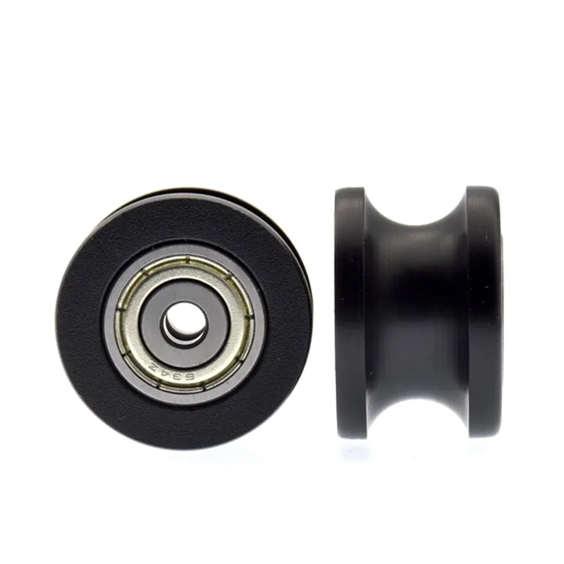 100pcs U groove POM Plastic coated bearing 634ZZ 4*25*16.5mm track guide roller bearing wheel nylon wrapped pulley for 10mm rail