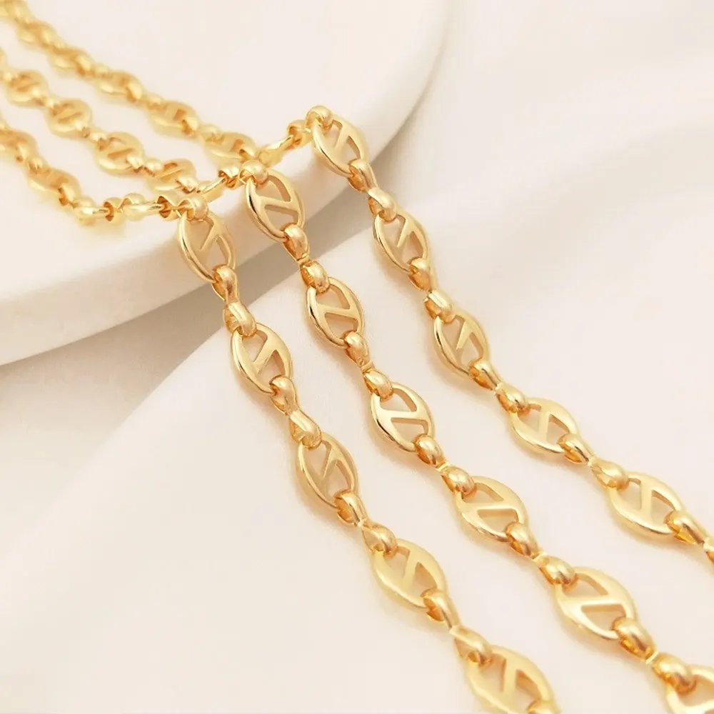 50cm Chains Superior Quality 14k Gold Plated Necklace Chain Charms for Jewelry Making Bracelet DIY Accessories Brass Material