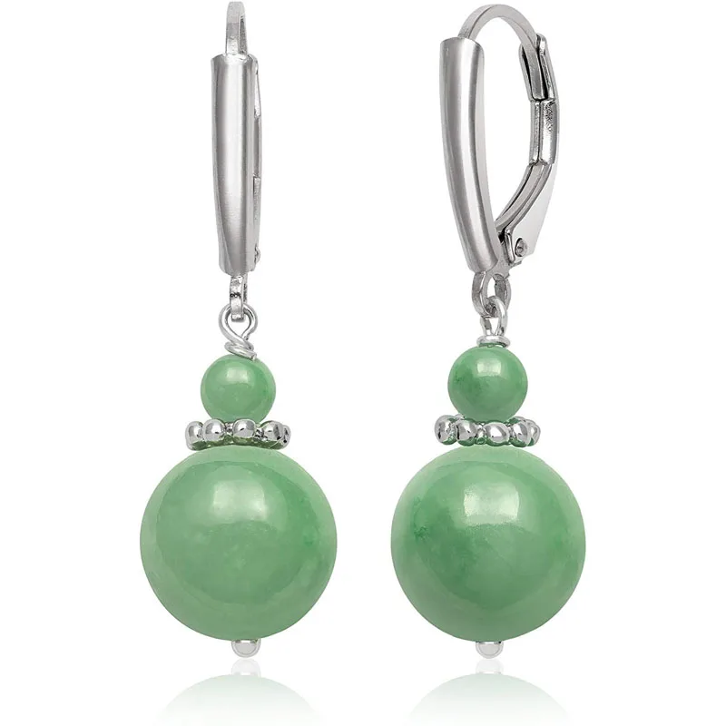 Natural Green Jade Lever Back Drop Dangle Earrings Jewelry for Women Tassel Earrings  Wholesale